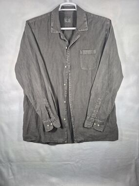 Scalpers Original Clothing Men's Grey Long Sleeve Button-Down Shirt